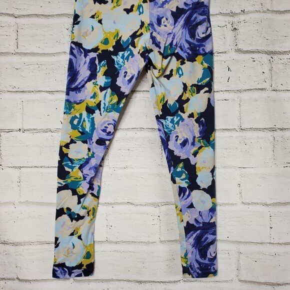 Aerie Hi Rise Navy Floral Print Leggings Medium - Picture 6 of 8